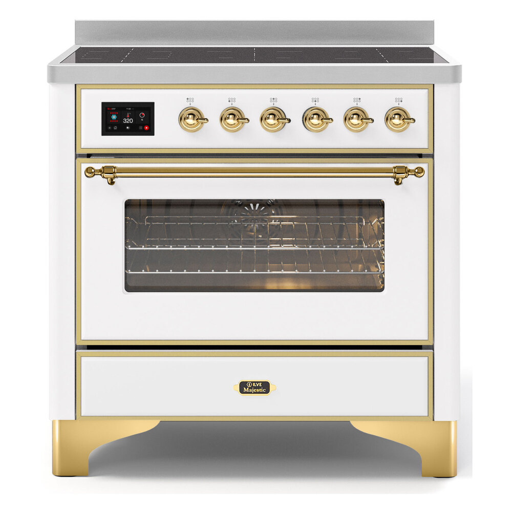 Majestic II Series 36 inch Freestanding Electric Induction Range with 5 Elements, Smoothtop Cooktop, 3.5 cu. ft. Total Oven Capacity, Convection Oven, Viewing Window, Warming Drawer, with Bra