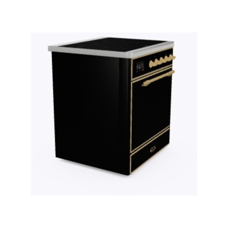 Majestic II Series 30 inch Freestanding Electric Induction Range with 4 Elements, Smoothtop Cooktop, 4 cu. ft. Total Oven Capacity, Convection Oven, with Brass Trim UMI30QNE3BKG