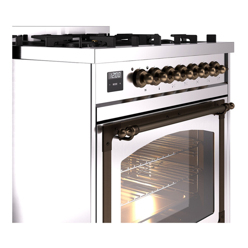 Nostalgie II Noblesse 30 inch Dual Fuel Range with 5 Burners UN30NMPSSBLP
