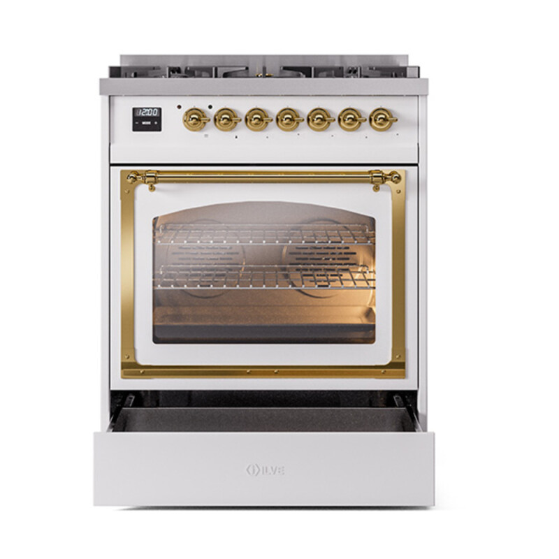 Nostalgie II Noblesse 30 inch Dual Fuel Range with 5 Burners UN30NMPWHGLP