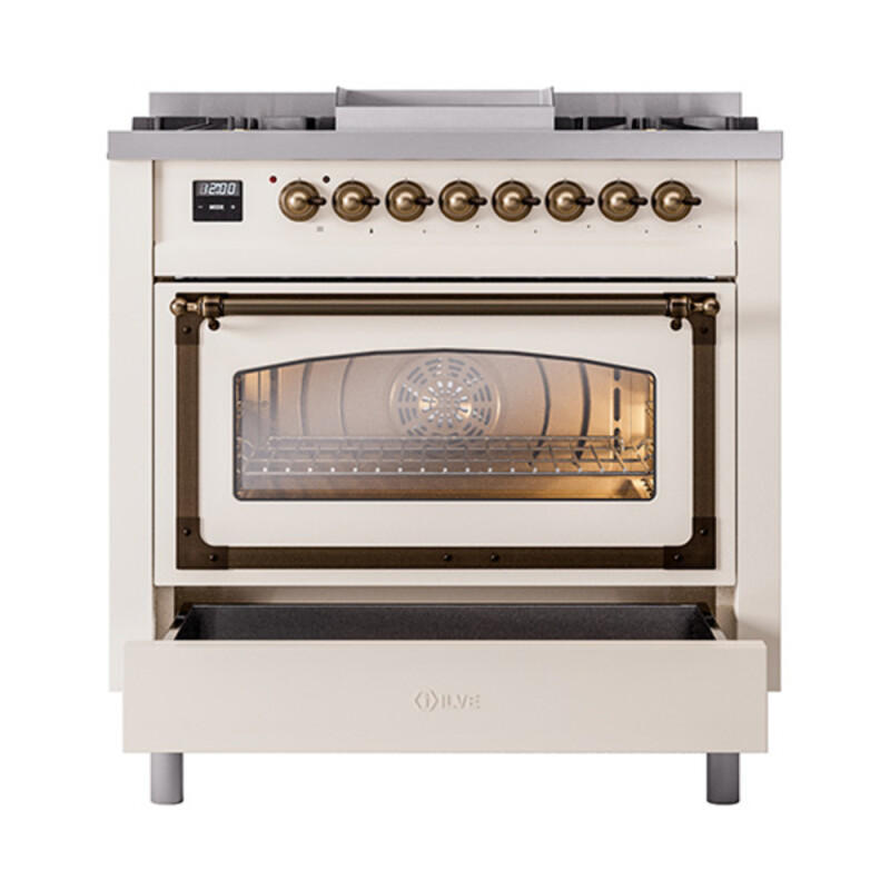 Nostalgie II Noblesse 36 inch Dual Fuel Range with 6 Burners and Griddle UN36FNMPAWB