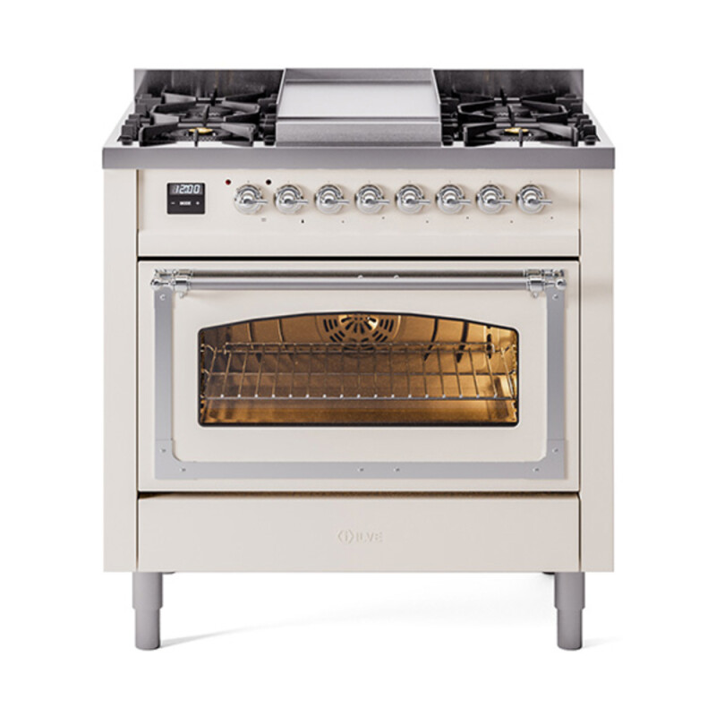 Nostalgie II Noblesse 36 inch Dual Fuel Range with 6 Burners and Griddle UN36FNMPAWC