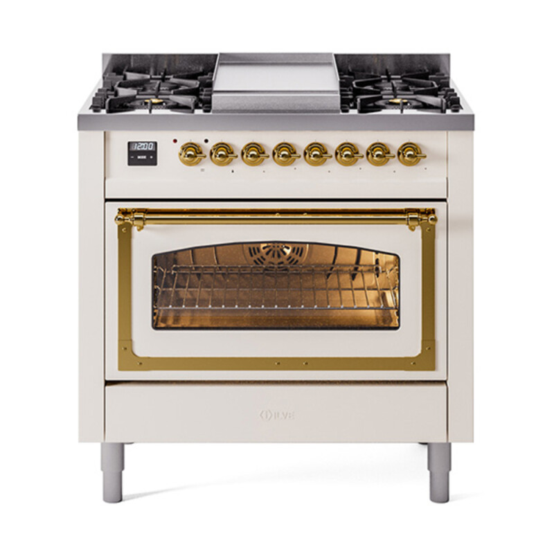 Nostalgie II Noblesse 36 inch Dual Fuel Range with 6 Burners and Griddle UN36FNMPAWG