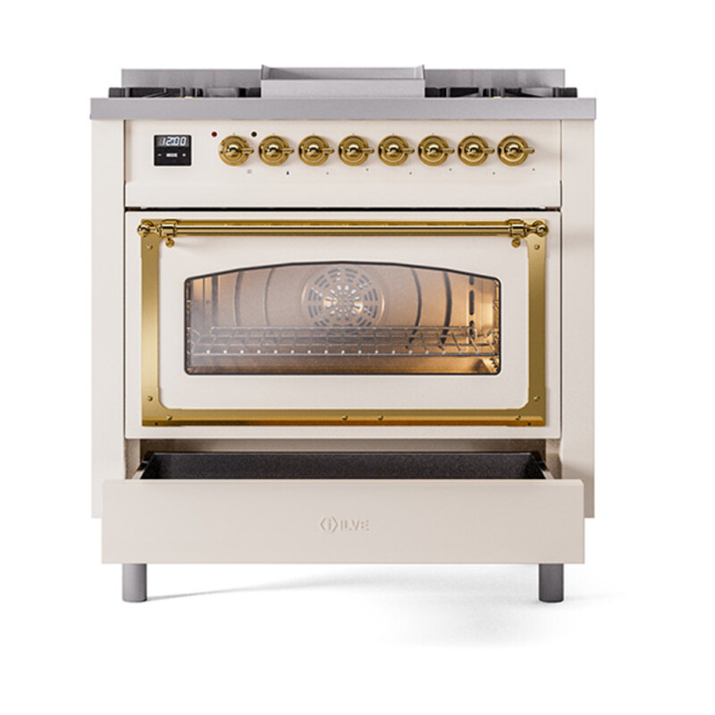 Nostalgie II Noblesse 36 inch Dual Fuel Range with 6 Burners and Griddle UN36FNMPAWGLP