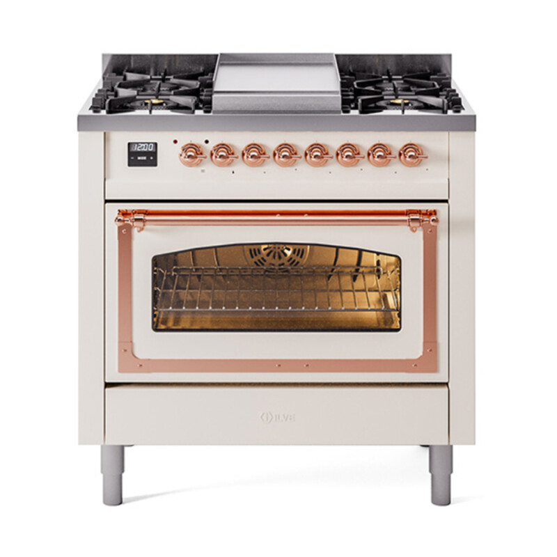 Nostalgie II Noblesse 36 inch Dual Fuel Range with 6 Burners and Griddle UN36FNMPAWPLP