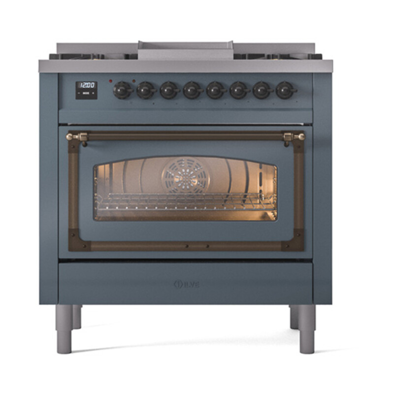 Nostalgie II Noblesse 36 inch Dual Fuel Range with 6 Burners and Griddle UN36FNMPBGB