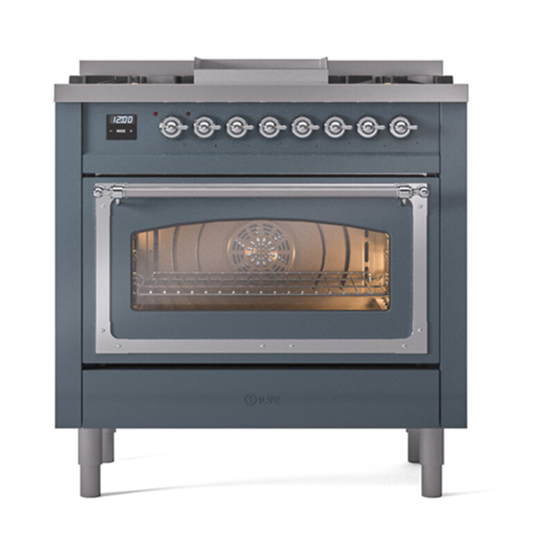 Nostalgie II Noblesse 36 inch Dual Fuel Range with 6 Burners and Griddle UN36FNMPBGBLP