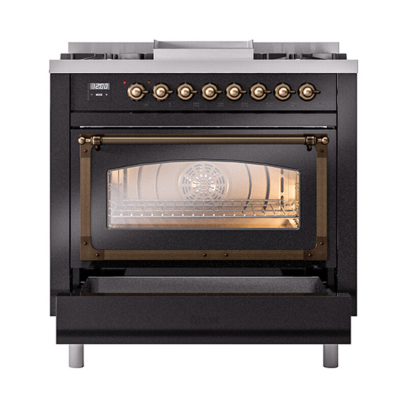Nostalgie II Noblesse 36 inch Dual Fuel Range with 6 Burners and Griddle UN36FNMPBKB