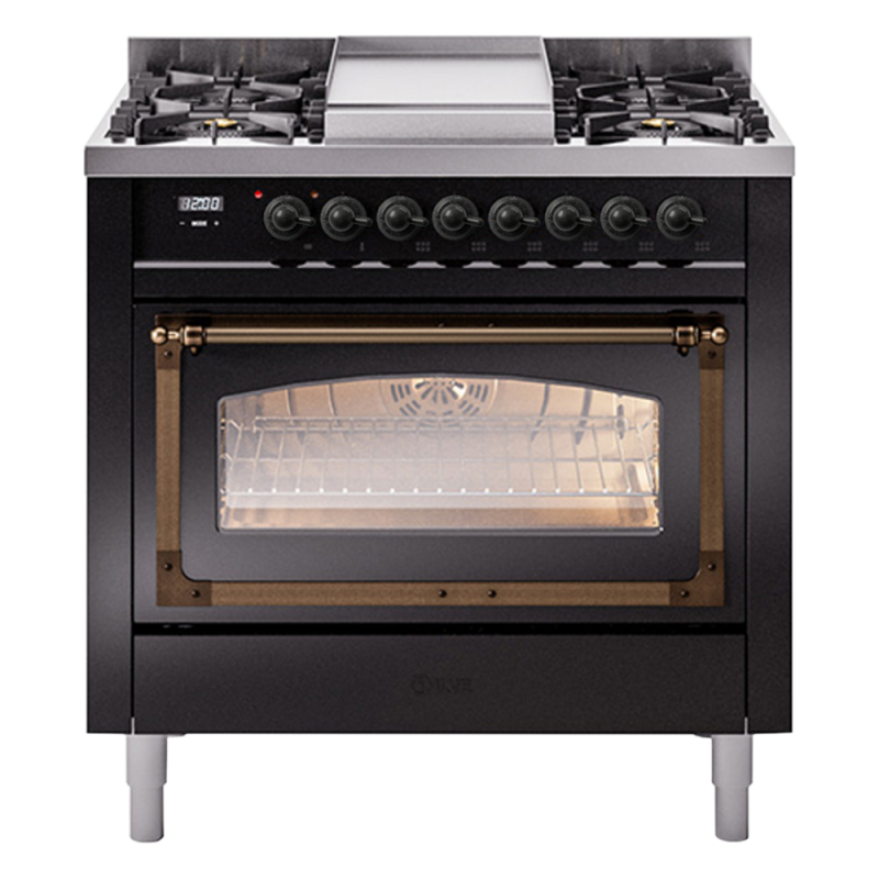 Nostalgie II Noblesse 36 inch Dual Fuel Range with 6 Burners and Griddle UN36FNMPBKBLP