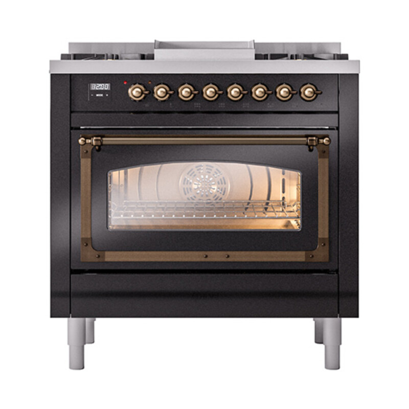 Nostalgie II Noblesse 36 inch Dual Fuel Range with 6 Burners and Griddle UN36FNMPBKBLP