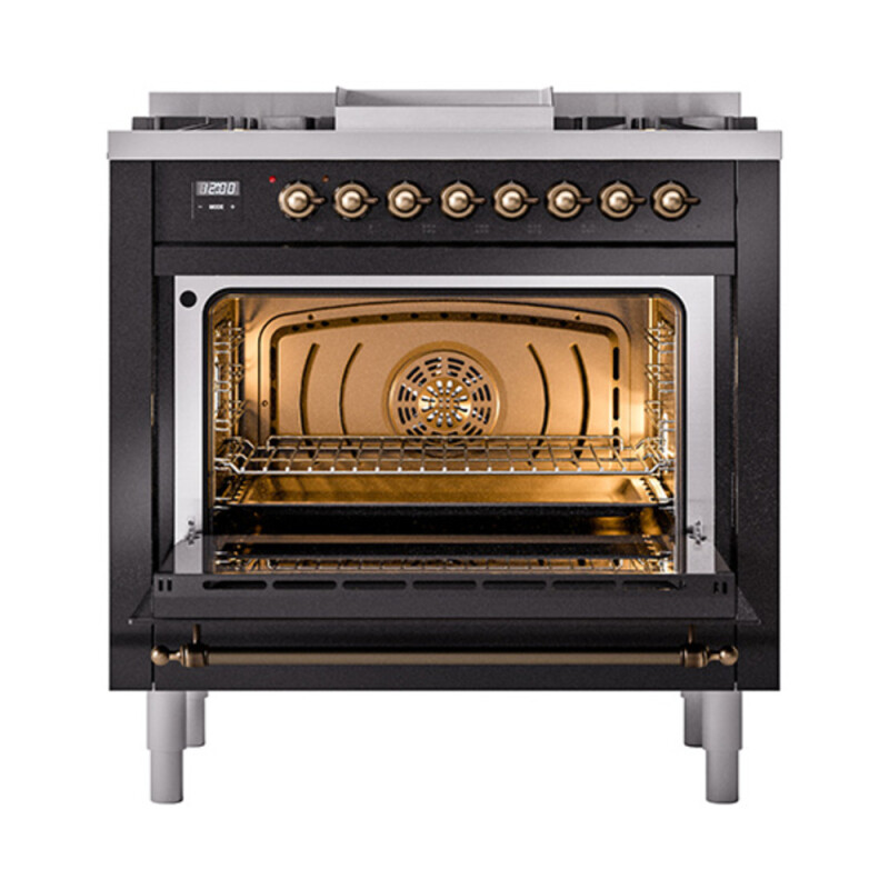 Nostalgie II Noblesse 36 inch Dual Fuel Range with 6 Burners and Griddle UN36FNMPBKBLP