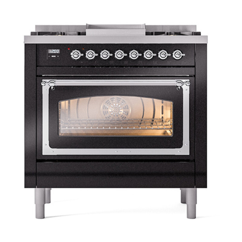 Nostalgie II Noblesse 36 inch Dual Fuel Range with 6 Burners and Griddle UN36FNMPBKCLP