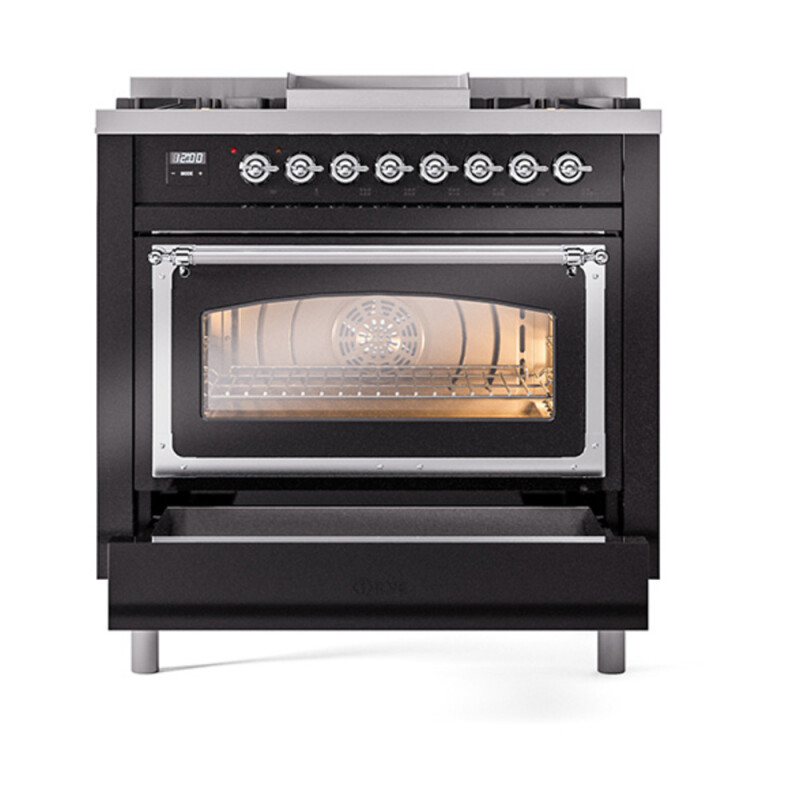 Nostalgie II Noblesse 36 inch Dual Fuel Range with 6 Burners and Griddle UN36FNMPBKCLP