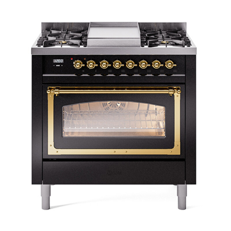 Nostalgie II Noblesse 36 inch Dual Fuel Range with 6 Burners and Griddle UN36FNMPBKG