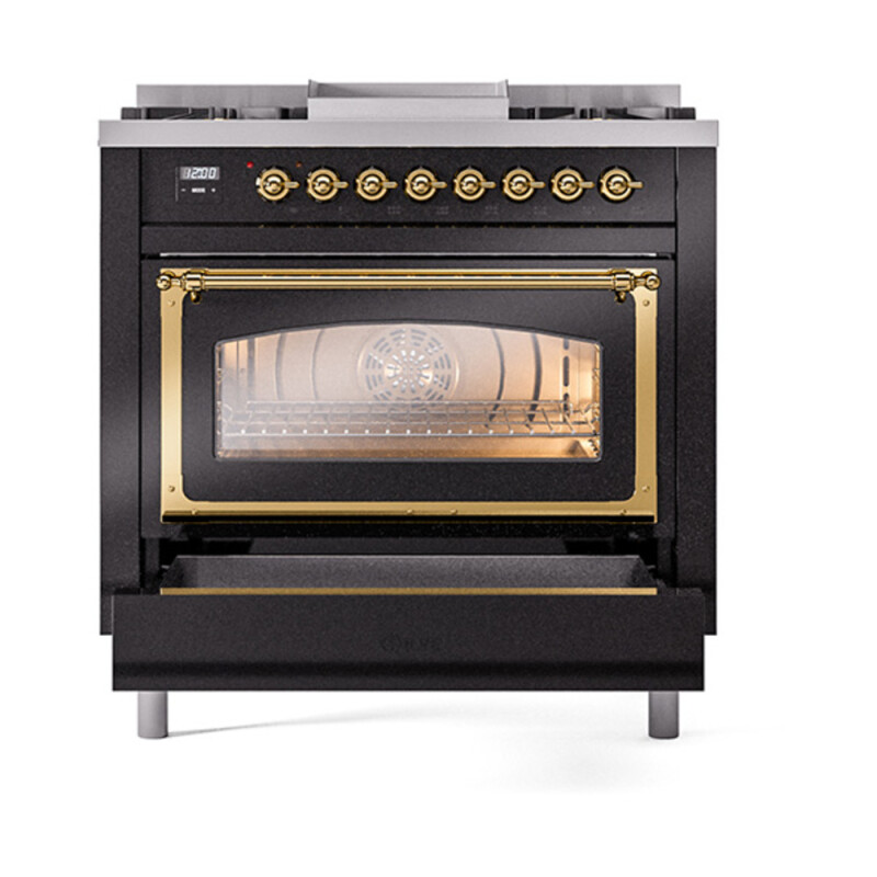 Nostalgie II Noblesse 36 inch Dual Fuel Range with 6 Burners and Griddle UN36FNMPBKG
