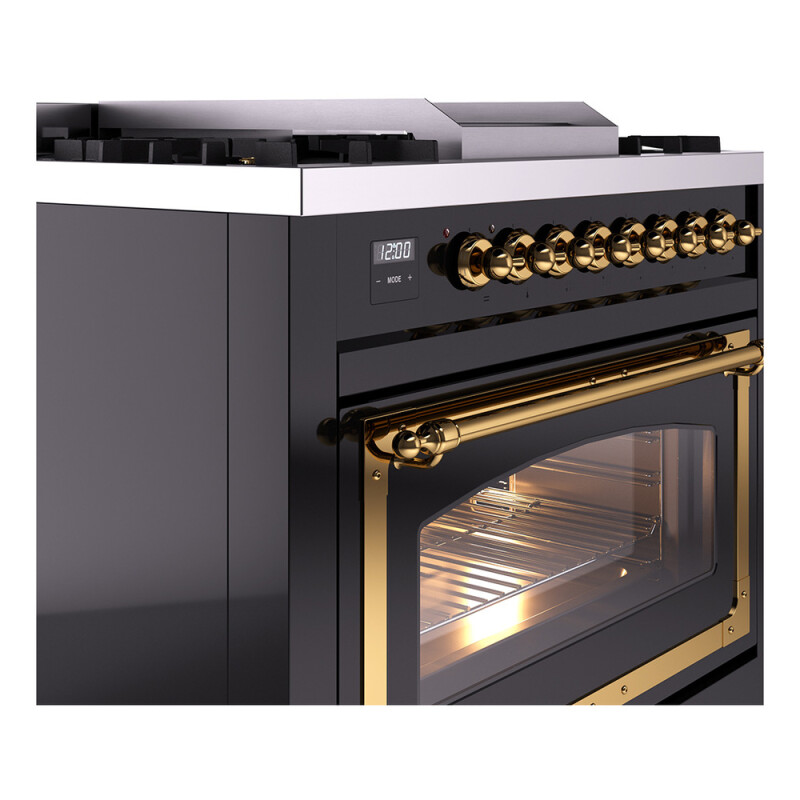 Nostalgie II Noblesse 36 inch Dual Fuel Range with 6 Burners and Griddle UN36FNMPBKG