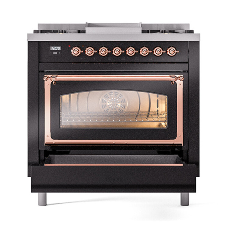 Nostalgie II Noblesse 36 inch Dual Fuel Range with 6 Burners and Griddle UN36FNMPBKP