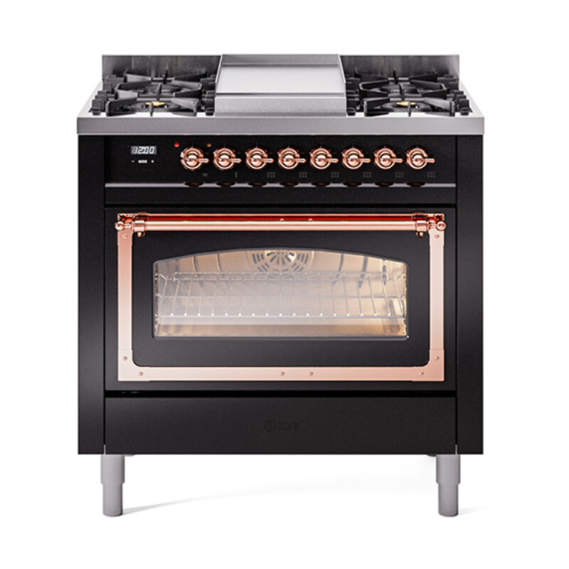 Nostalgie II Noblesse 36 inch Dual Fuel Range with 6 Burners and Griddle UN36FNMPBKPLP