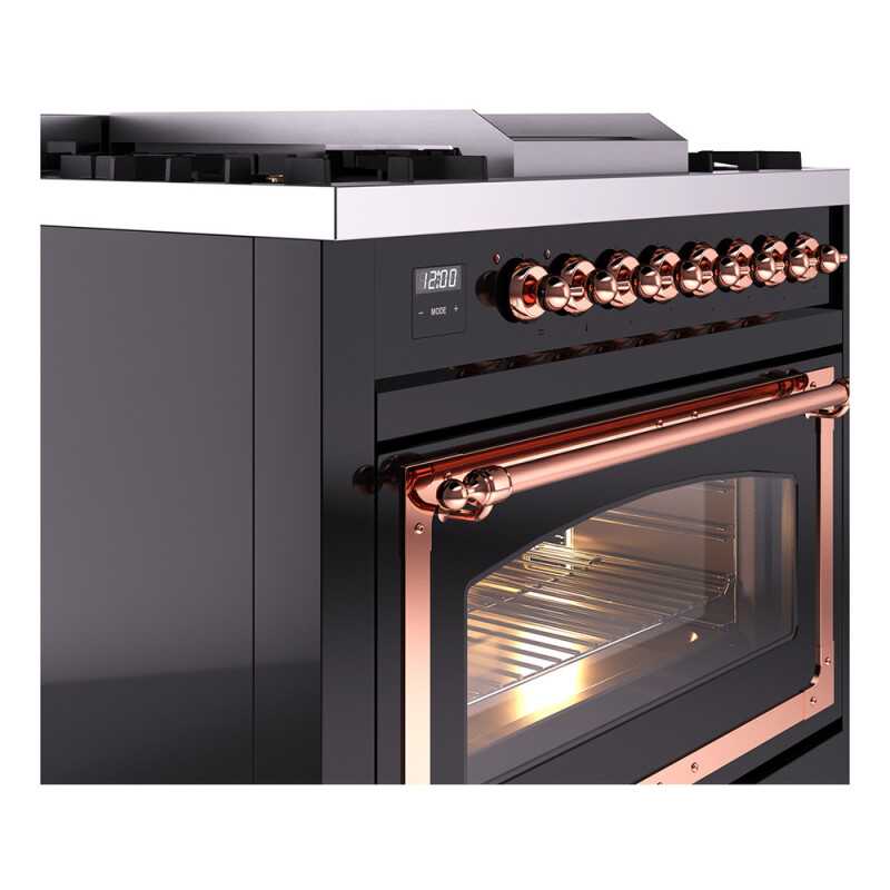Nostalgie II Noblesse 36 inch Dual Fuel Range with 6 Burners and Griddle UN36FNMPBKPLP