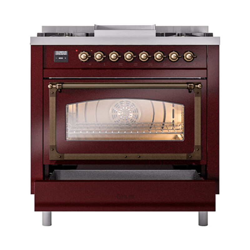 Nostalgie II Noblesse 36 inch Dual Fuel Range with 6 Burners and Griddle UN36FNMPBUB