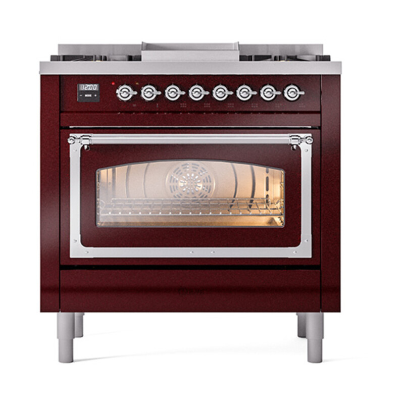 Nostalgie II Noblesse 36 inch Dual Fuel Range with 6 Burners and Griddle UN36FNMPBUCLP