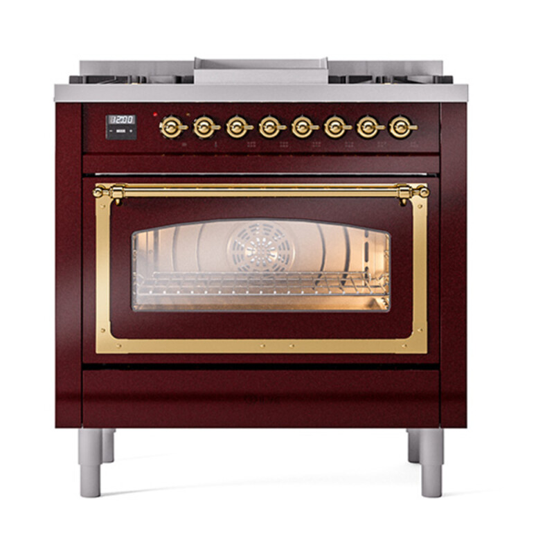 Nostalgie II Noblesse 36 inch Dual Fuel Range with 6 Burners and Griddle UN36FNMPBUG