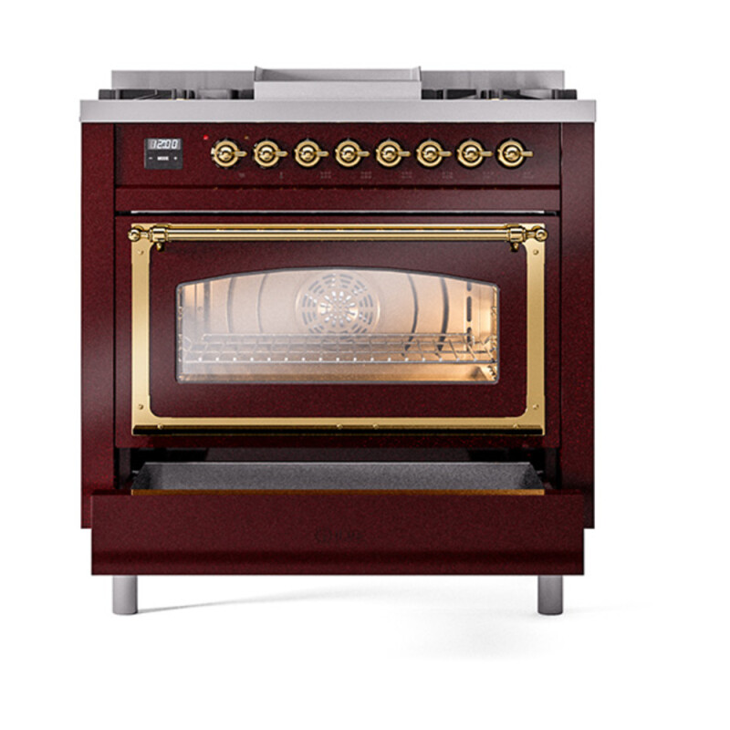 Nostalgie II Noblesse 36 inch Dual Fuel Range with 6 Burners and Griddle UN36FNMPBUGLP