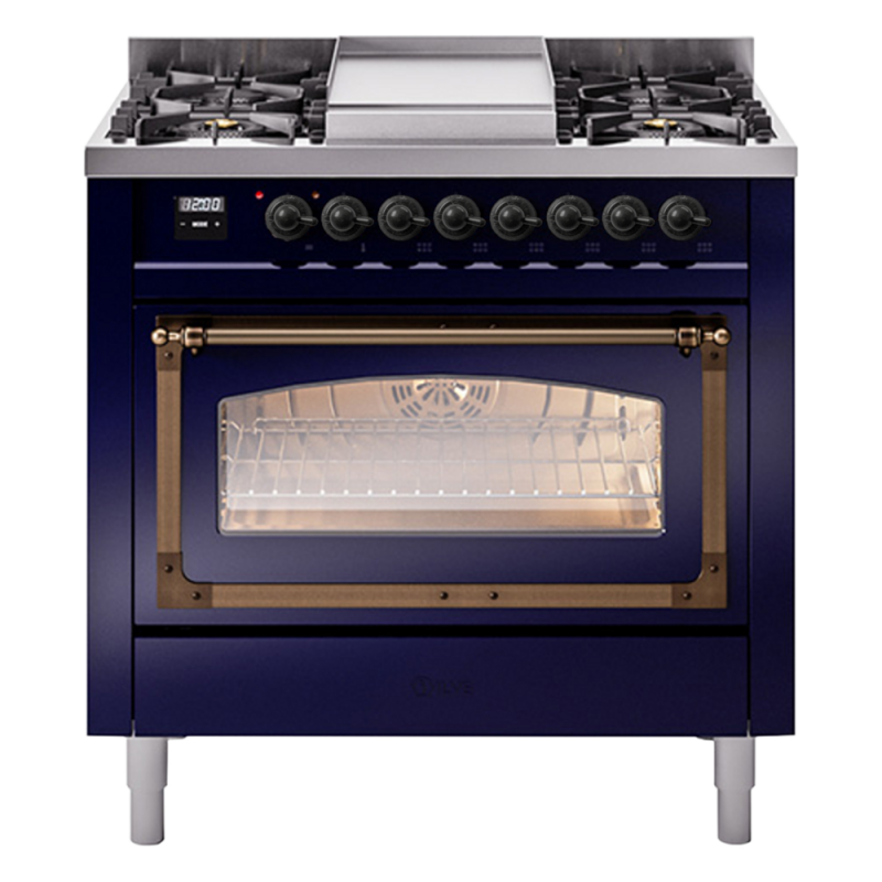 Nostalgie II Noblesse 36 inch Dual Fuel Range with 6 Burners and Griddle UN36FNMPMBBLP
