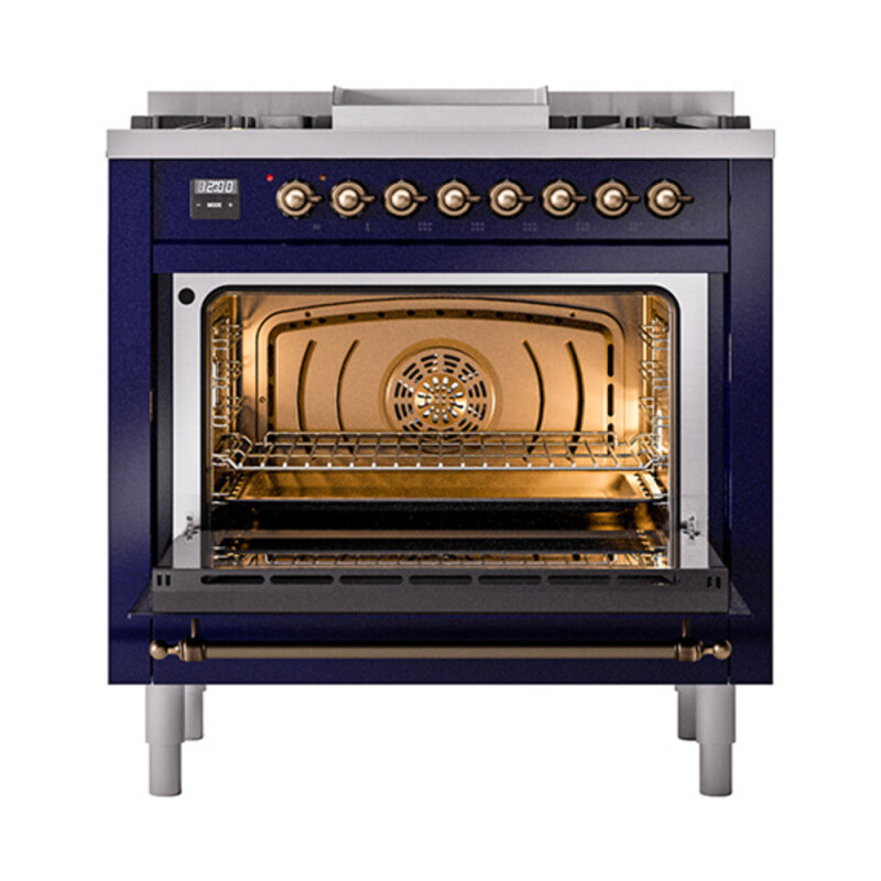 Nostalgie II Noblesse 36 inch Dual Fuel Range with 6 Burners and Griddle UN36FNMPMBBLP