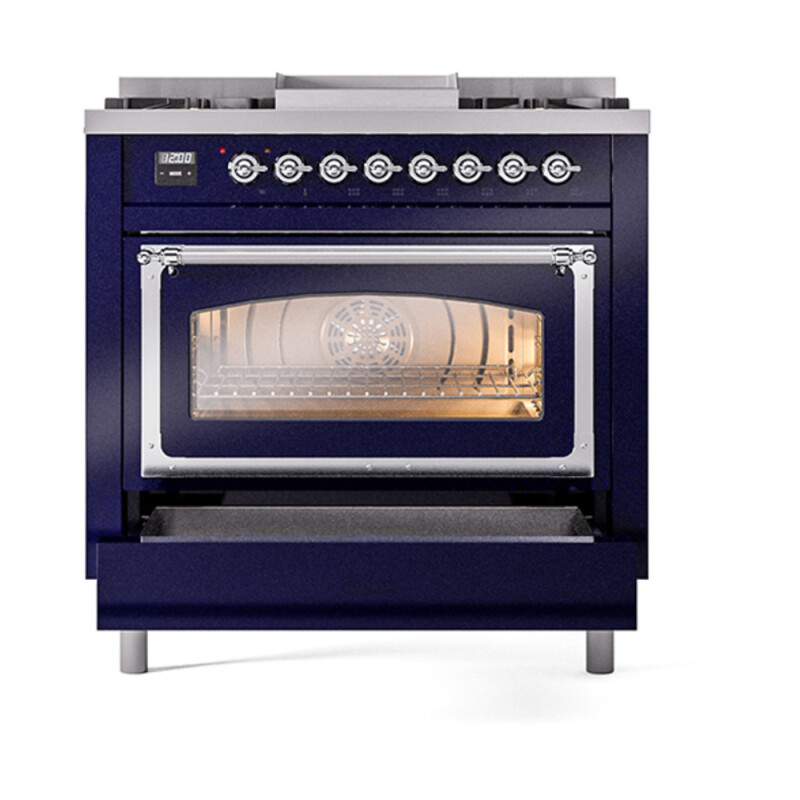 Nostalgie II Noblesse 36 inch Dual Fuel Range with 6 Burners and Griddle UN36FNMPMBCLP