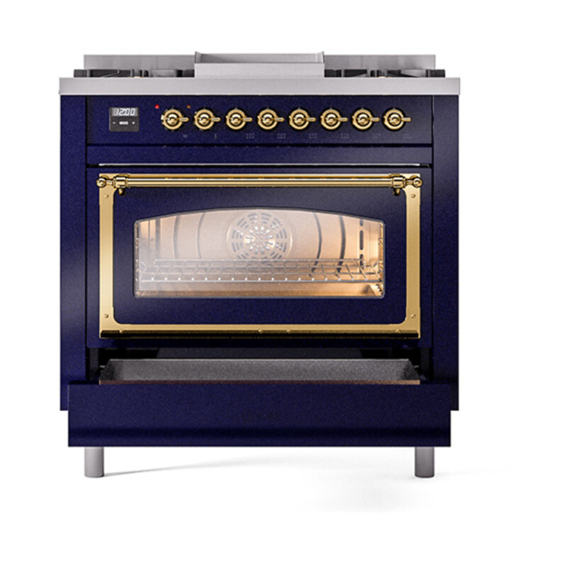 Nostalgie II Noblesse 36 inch Dual Fuel Range with 6 Burners and Griddle UN36FNMPMBGLP