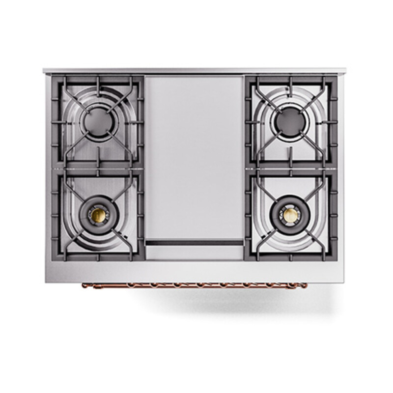 Nostalgie II Noblesse 36″ Dual Fuel Range (Natural Gas, Triple Glass Door, Midnight Blue, Copper) UN36FNMPMBP