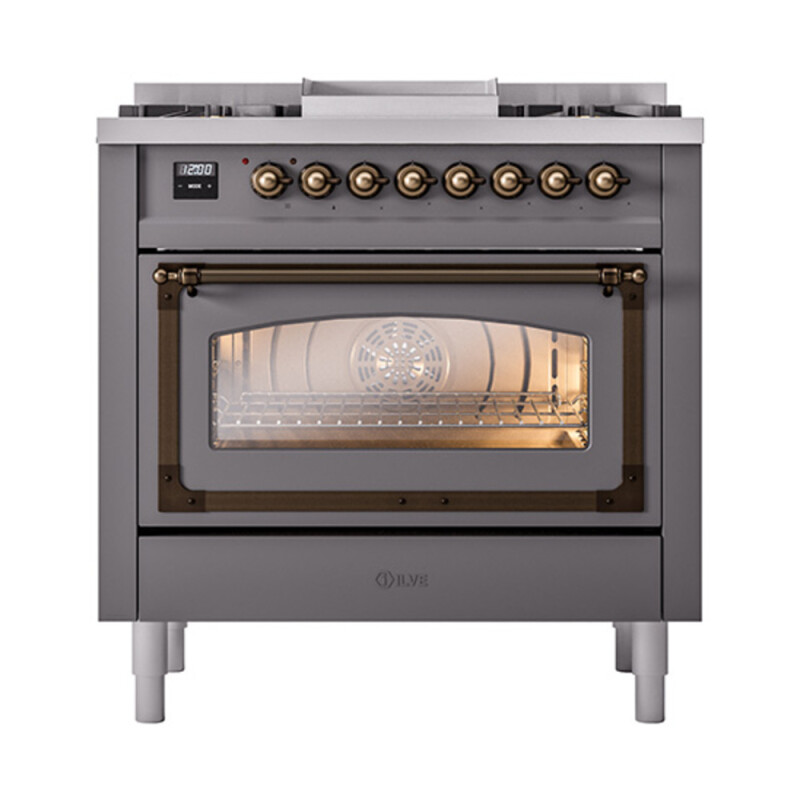 Nostalgie II Noblesse 36 inch Dual Fuel Range with 6 Burners and Griddle UN36FNMPMGB