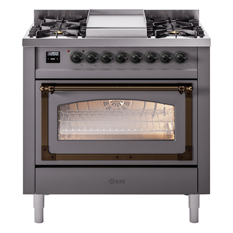 Nostalgie II Noblesse 36 inch Dual Fuel Range with 6 Burners and Griddle UN36FNMPMGBLP