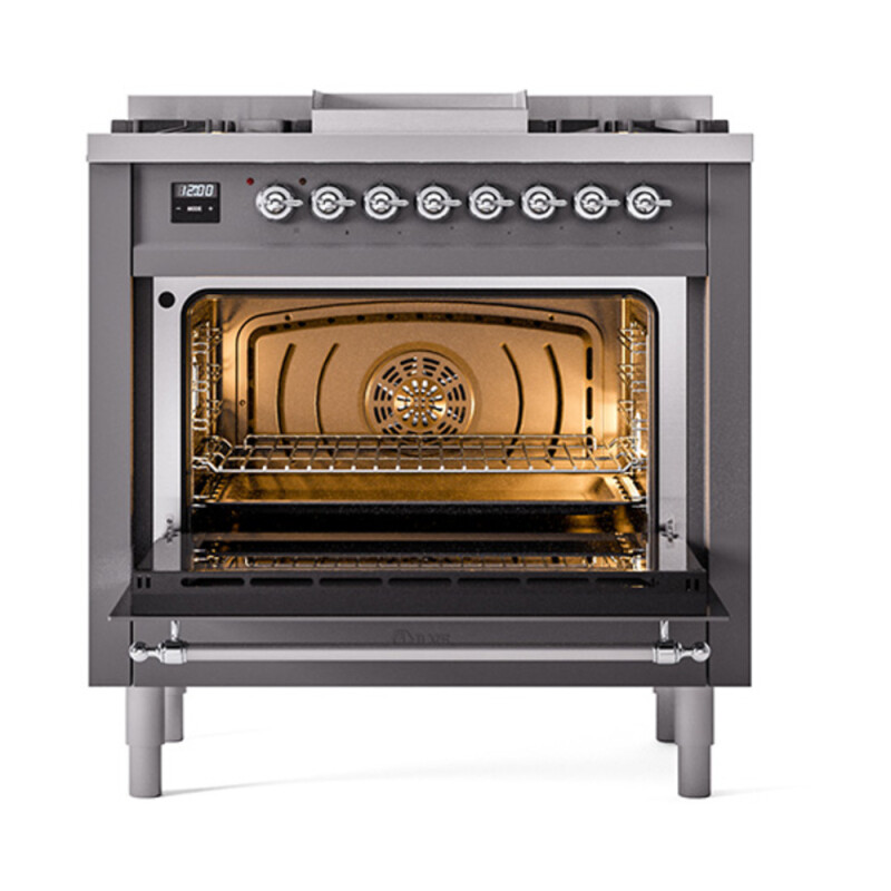 Nostalgie II Noblesse 36 inch Dual Fuel Range with 6 Burners and Griddle UN36FNMPMGCLP