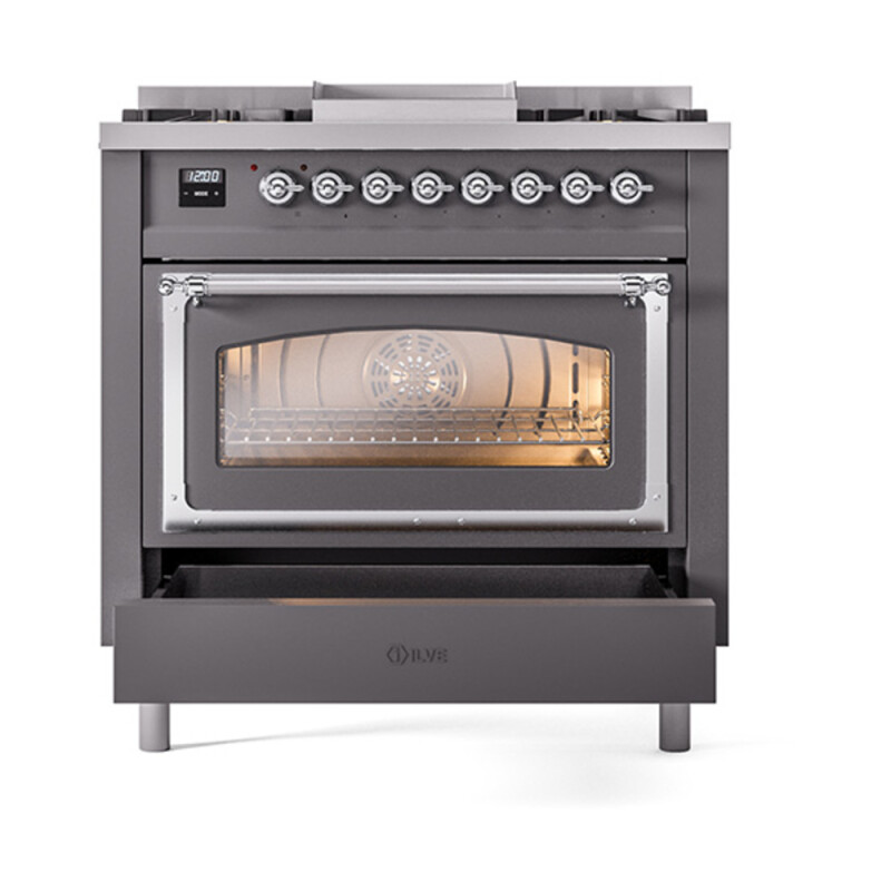 Nostalgie II Noblesse 36 inch Dual Fuel Range with 6 Burners and Griddle UN36FNMPMGCLP