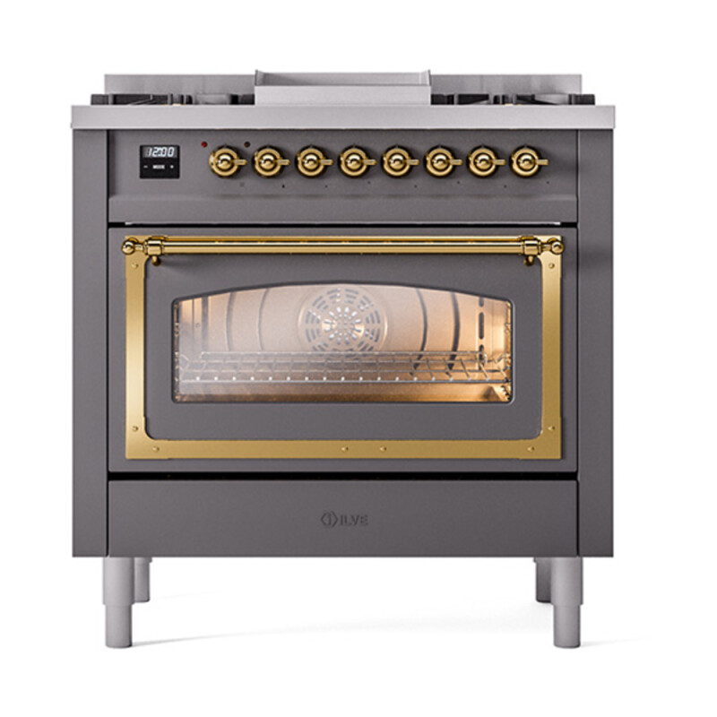 Nostalgie II Noblesse 36 inch Dual Fuel Range with 6 Burners and Griddle UN36FNMPMGGLP