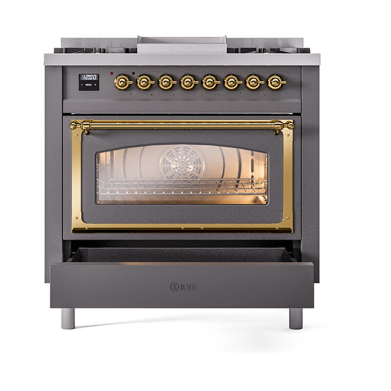 Nostalgie II Noblesse 36 inch Dual Fuel Range with 6 Burners and Griddle UN36FNMPMGGLP