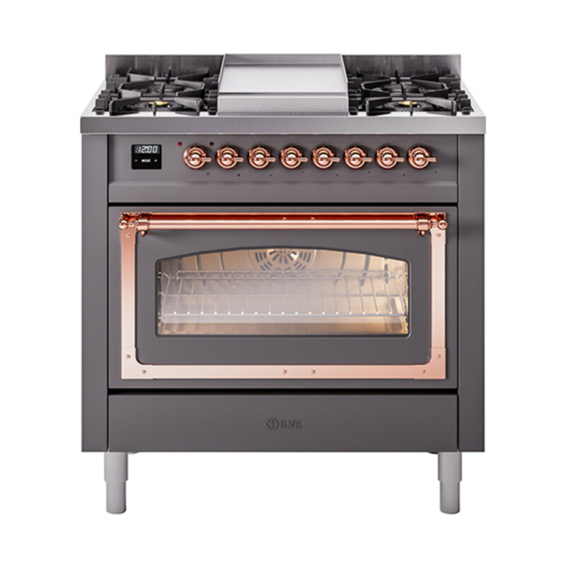 Nostalgie II Noblesse 36 inch Dual Fuel Range with 6 Burners and Griddle UN36FNMPMGPLP
