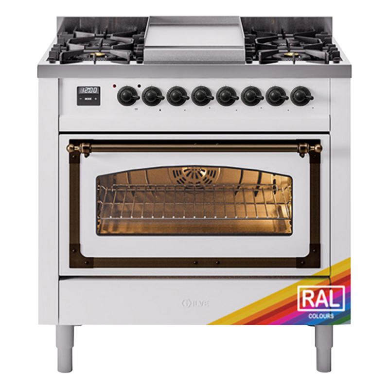 Nostalgie II Noblesse 36 inch Dual Fuel Range with 6 Burners and Griddle UN36FNMPRABLP
