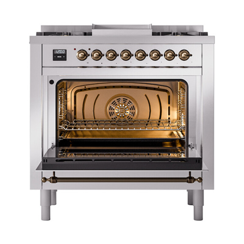 Nostalgie II Noblesse 36 inch Dual Fuel Range with 6 Burners and Griddle UN36FNMPSSBLP