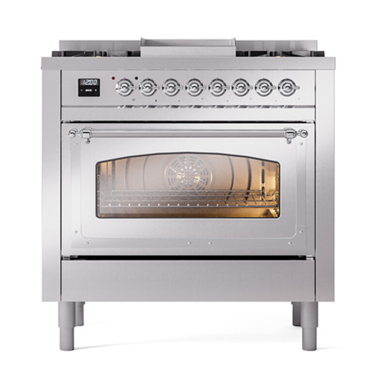 Nostalgie II Noblesse 36 inch Dual Fuel Range with 6 Burners and Griddle UN36FNMPSSCLP