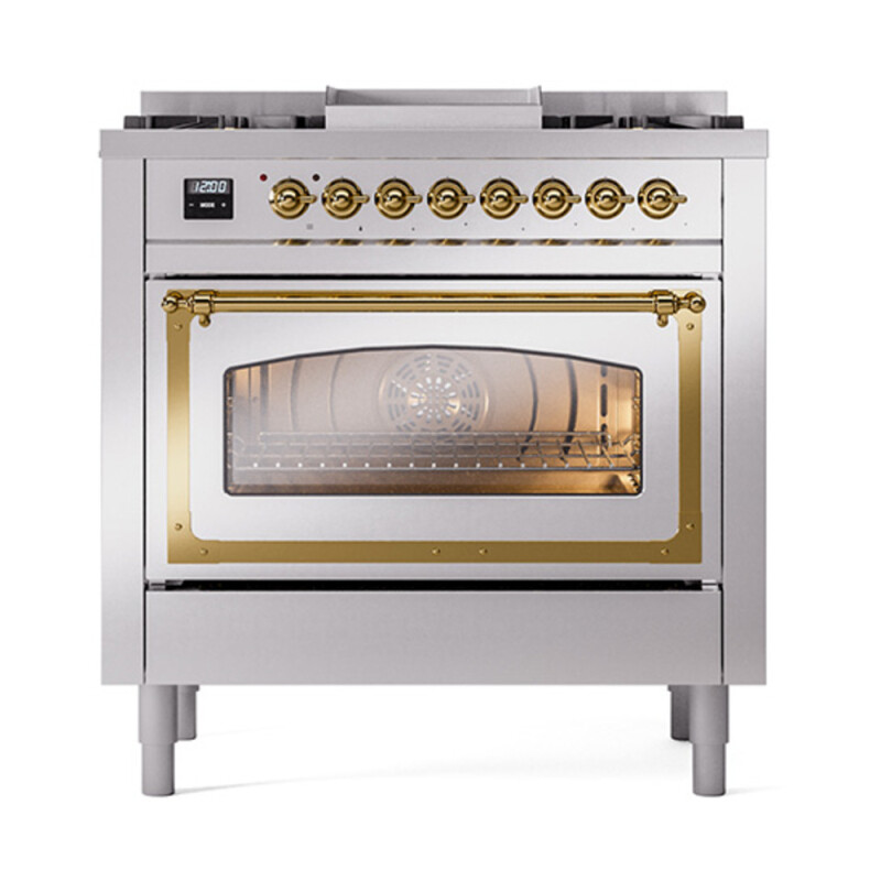 Nostalgie II Noblesse 36 inch Dual Fuel Range with 6 Burners and Griddle UN36FNMPSSGLP