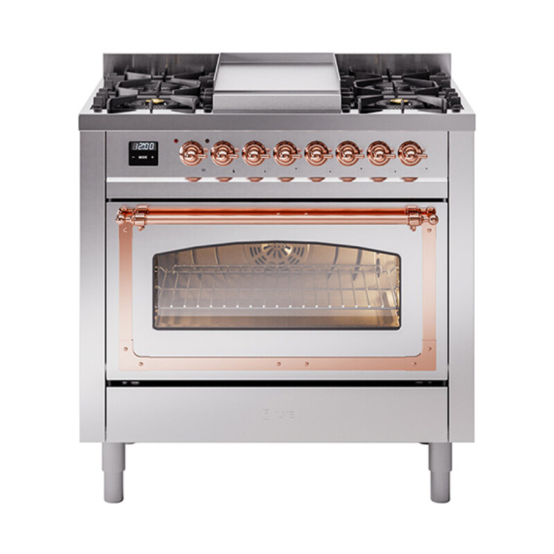 Nostalgie II Noblesse 36 inch Dual Fuel Range with 6 Burners and Griddle UN36FNMPSSPLP