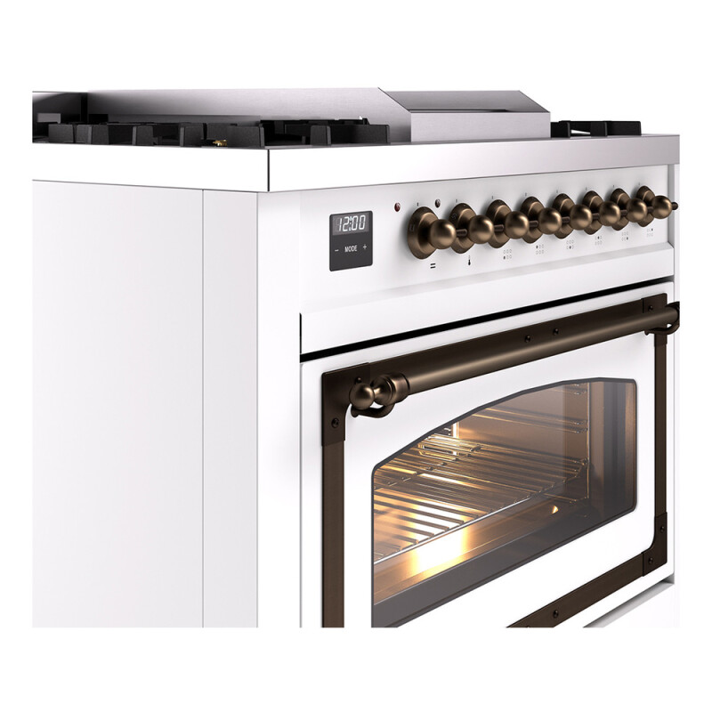 Nostalgie II Noblesse 36 inch Dual Fuel Range with 6 Burners and Griddle UN36FNMPWHB