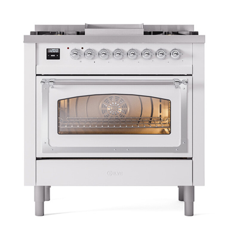 Nostalgie II Noblesse 36 inch Dual Fuel Range with 6 Burners and Griddle UN36FNMPWHC