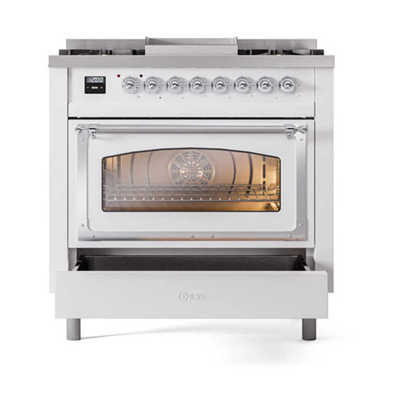 Nostalgie II Noblesse 36 inch Dual Fuel Range with 6 Burners and Griddle UN36FNMPWHC