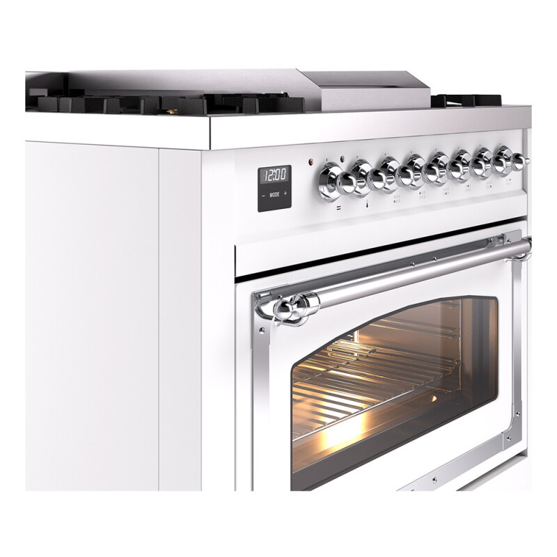 Nostalgie II Noblesse 36 inch Dual Fuel Range with 6 Burners and Griddle UN36FNMPWHC