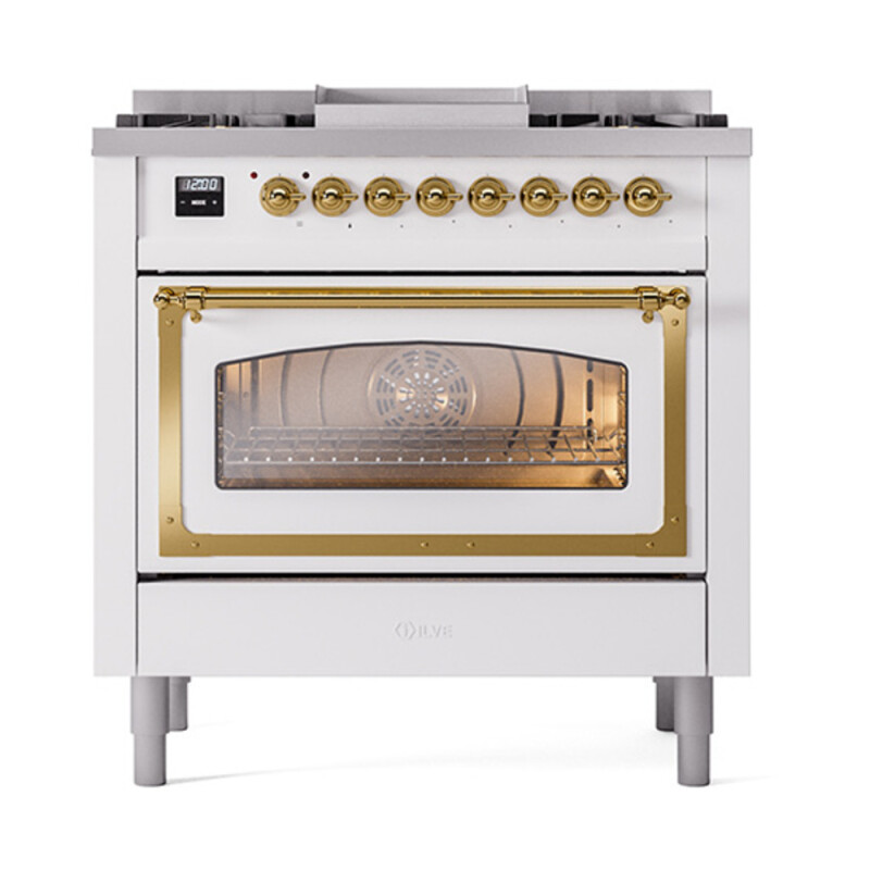 Nostalgie II Noblesse 36 inch Dual Fuel Range with 6 Burners and Griddle UN36FNMPWHG