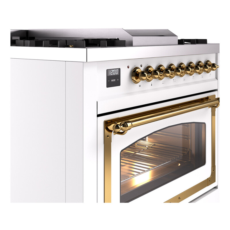 Nostalgie II Noblesse 36 inch Dual Fuel Range with 6 Burners and Griddle UN36FNMPWHG